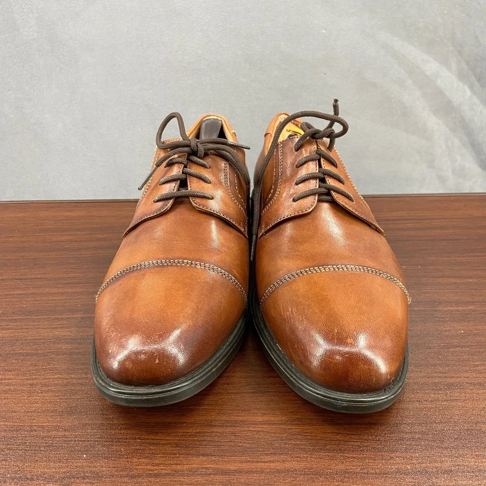 Florsheim Medfield 11578 Mens 8.5 3E Dress Shoes Cognac Leather Cap Toe Oxford